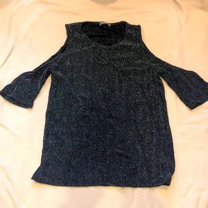 NWOT Sans Souci sparkly cold shoulder top